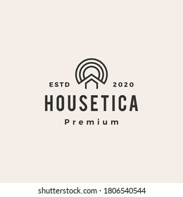 imagen vectorial del logotipo de hipster vintage del arquitecto del techo hipotecario de la casa