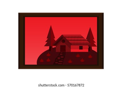 house home mountain landscape.vector and illustration