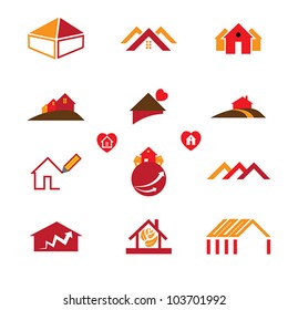 House, home and office logo template icons for real estate business requirements like business cards, brochures, websites, etc.