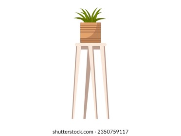 House and home plant. Vector illustration. Room decoration gardening encourages display home plant in flowerpot in various creative ways Choosing stylish planter and pot for your houseplant