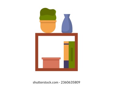 House and home plant. Vector illustration. Interior potted plants are fundamental in trendy home decor with plants Room decoration gardening encourages display home plant in flowerpot in various