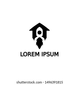 House Home Rocket Flame Fire Icon Logo Design Vector