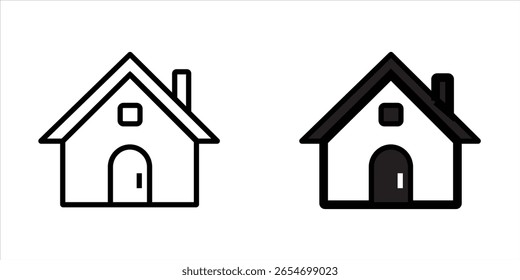 House Home Rounded Door Square Window Icon – Clean Line Real Estate Symbol