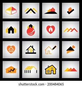 house, home and simple residential apartment vector icons. This graphic also represents real-estate industry, buying selling property, architecture and building icons