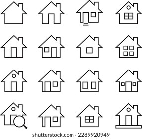 House and home simple symbols. Line icons representing house Vector Illustration. Set of outline home line icons isolated on a white background. House icons sign. House Icon Set. Home vector