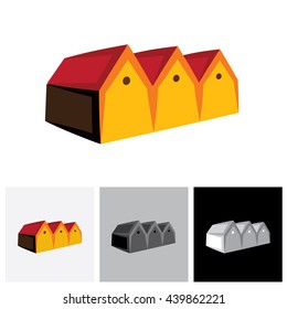 House ( home ) or store ( shed ) vector logo icon for real estate. The represents buying & selling storehouse and residential property, storage office space, etc