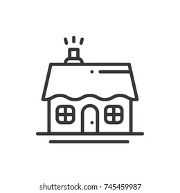 House and home thin line icon. Outline decorated pictogram element. Vector flat style linear icon. Isolated logo illustration. Silhouette symbols object. House