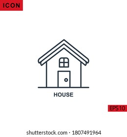 Icono de vector de casa o de hogar sobre fondo blanco. Icono de línea de ilustración para gráficos, interfaces de medios impresos y diseño web.
