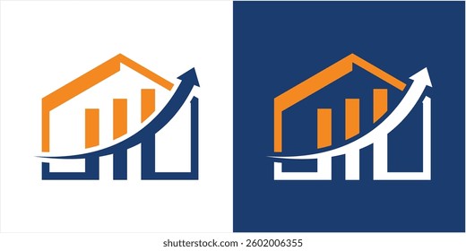 house home vector logo design template with financial investment chart graphic design illustration. icon, symbol, creative