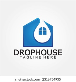 House home and water drop droplet icon for plumbing , home service logo design
