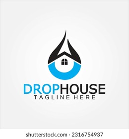 House home and water drop droplet icon for plumbing , home service logo design