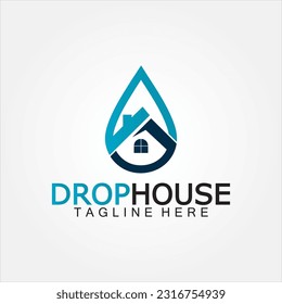 House home and water drop droplet icon for plumbing , home service logo design