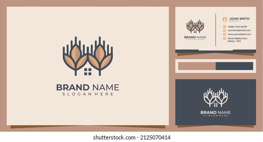 casa con el logo del lúpulo, logotipo de la cerveza de casa, cervecería, moderna, emblemas, vector,