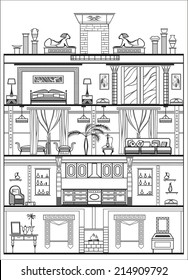 house or hotel interior silhouette. Vector illustration