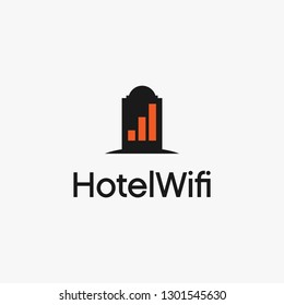 House, Hotel internet wireless signal logo icon vector template on white background