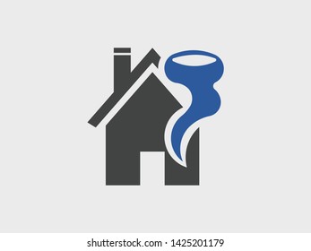 House and hurricane disaster, icon vector