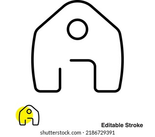 House Hut Vector Line Icon