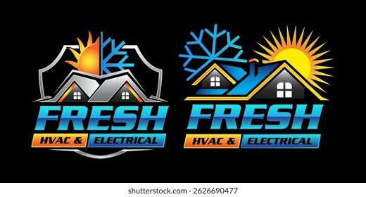 House HVAC Logo Design Template.