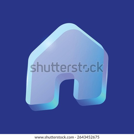 House icon in 3d iridescent style for decoration web design, house insurance, refinance home, rent house advertising. hologram simple building exterior shine effect. Trendy logo vector illustration.