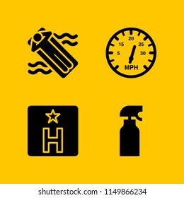 house icon. 4 house set with spray, meter, relax and hostel vector icons for web and mobile app
