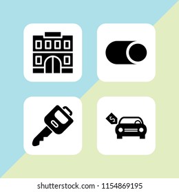 house icon. 4 house set with switch, hostel, key and rent vector icons for web and mobile app