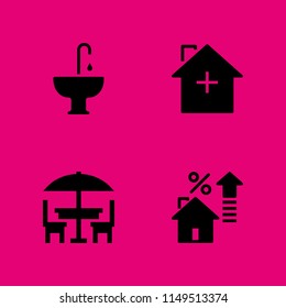 house icon. 4 house vectors with terrace, sink and house icons for web and mobile app