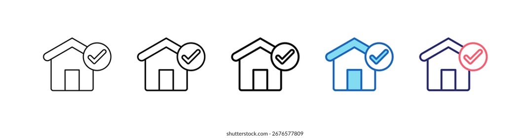 Ícone De Casa Em 5 Estilos Diferentes Conjunto Coleção.