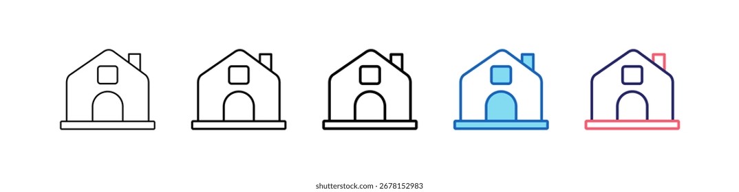 Icono de la casa en 5 estilos diferentes de colección.