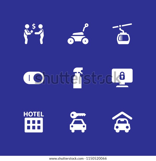house icon. 9 house set with sell,\
carport, cabin and rent vector icons for web and mobile\
app