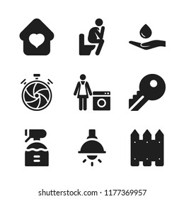 house icon. 9 house vector icons set. fence, sweet home and shutter icons for web and design about house theme