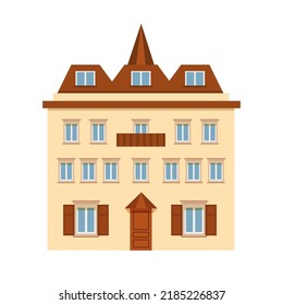 House  icon. Administration building, courthouse  or bank . Old european town. Vector illustration isolated on white background. In flat style. 