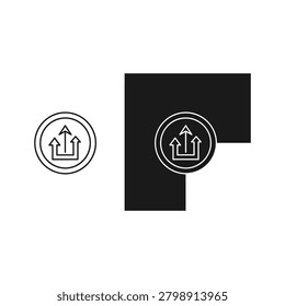 House icon with arrow pointing up inside a circle real estate dwelling place living space