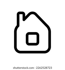 House icon. Black contour linear silhouette. Front view. Editable strokes. Vector simple flat graphic illustration. Isolated object on a white background. Isolate.