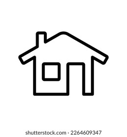 Icono de la casa. Silueta lineal de contorno negro. Vista frontal. trazos editables. Ilustración gráfica plana vectorial simple. Objeto aislado sobre un fondo blanco. Aislar.