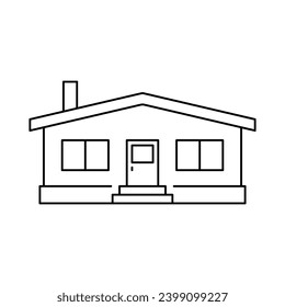 House icon. Black contour linear silhouette. Front view. Editable strokes. Vector simple flat graphic illustration. Isolated object on a white background. Isolate.