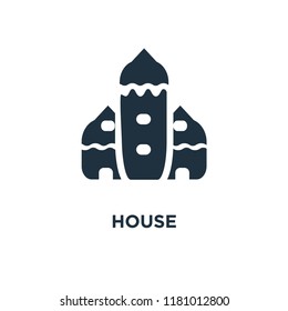 House icon. Black filled vector illustration. House symbol on white background. Can be used in web and mobile.