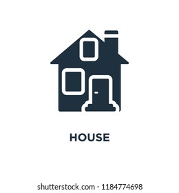 House icon. Black filled vector illustration. House symbol on white background. Can be used in web and mobile.