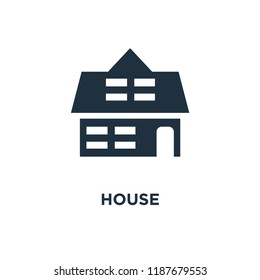 House icon. Black filled vector illustration. House symbol on white background. Can be used in web and mobile.