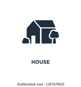 House icon. Black filled vector illustration. House symbol on white background. Can be used in web and mobile.