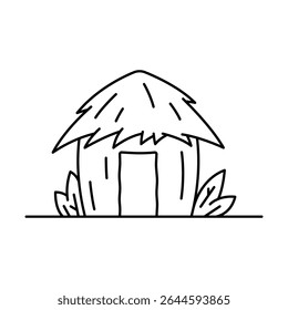 House icon. Black outline linear silhouette. Editable strokes. Front view. Vector simple flat graphic illustration. Isolated object on white background. Isolate.