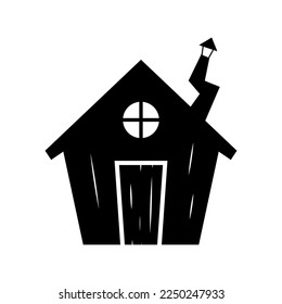 House icon. Black silhouette. Front view. Vector simple flat graphic illustration. Isolated object on a white background. Isolate.