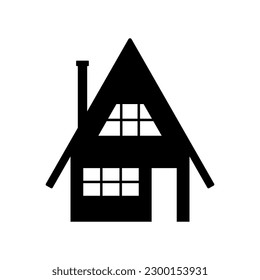 House icon. Black silhouette. Front view. Vector simple flat graphic illustration. Isolated object on a white background. Isolate.