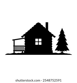 House icon. Black silhouette. Front view. Vector simple flat graphic illustration. Isolated object on white background. Isolate.