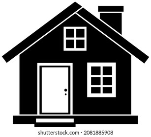 House icon, black silhouette. Highlighted on a white background. Vector illustration. A series of business icons.
