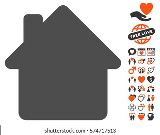 House icon with bonus love images. Vector illustration style is flat iconic symbols for web design, app user interfaces. - Shutterstock ID 574717513