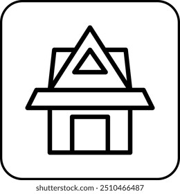 house icon border black illustration