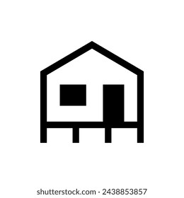 House icon. Building. Black silhouette. Front view. Vector simple flat graphic illustration. Isolated object on a white background. Isolate.