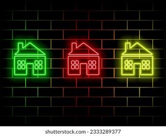 icono de la casa. Generar elementos de puntos de referencia en iconos de estilo neón. Icono simple para sitios web, diseño web, aplicación móvil, infografía.verde, rojo, amarillo, rosa, azul y naranja.