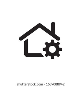 House icon, buildings icon with settings sign. House icon and setup. Vector illustration