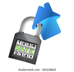 house icon caught in security closed padlock isolated vector illustration